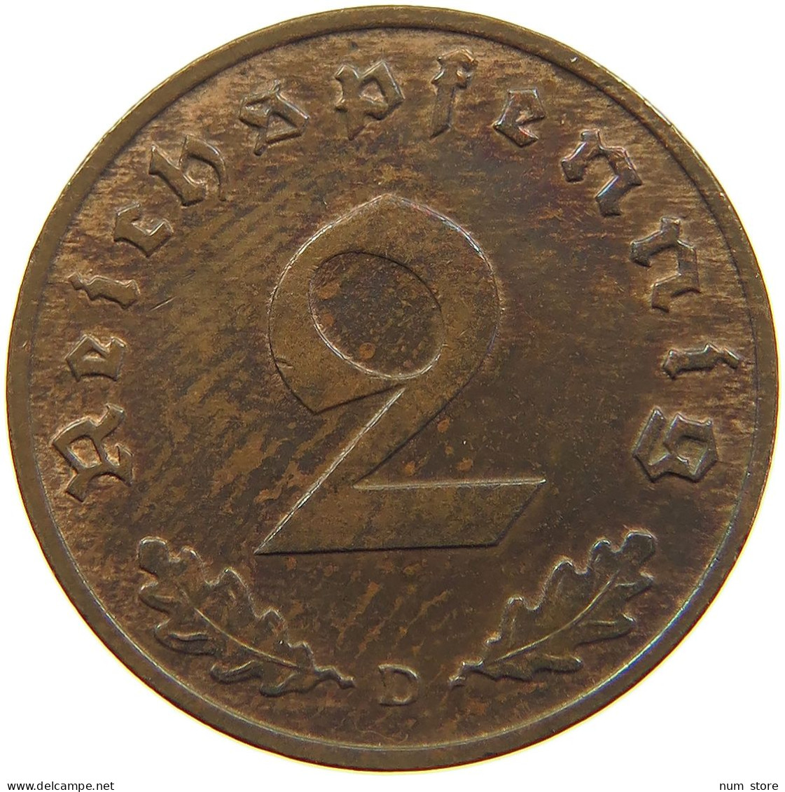 GERMANY 2 PFENNIG 1939 D TOP #c083 0051 - 2 Reichspfennig