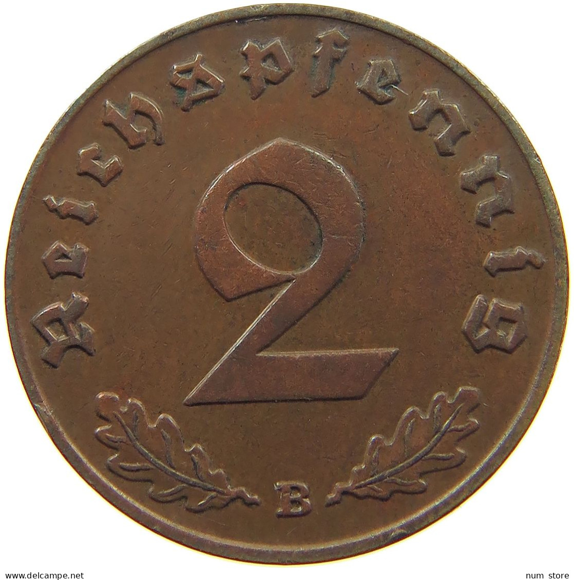 GERMANY 2 PFENNIG 1939 B TOP #c083 0055 - 2 Reichspfennig