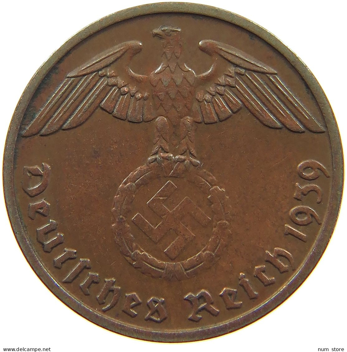 GERMANY 2 PFENNIG 1939 B TOP #c083 0055 - 2 Reichspfennig