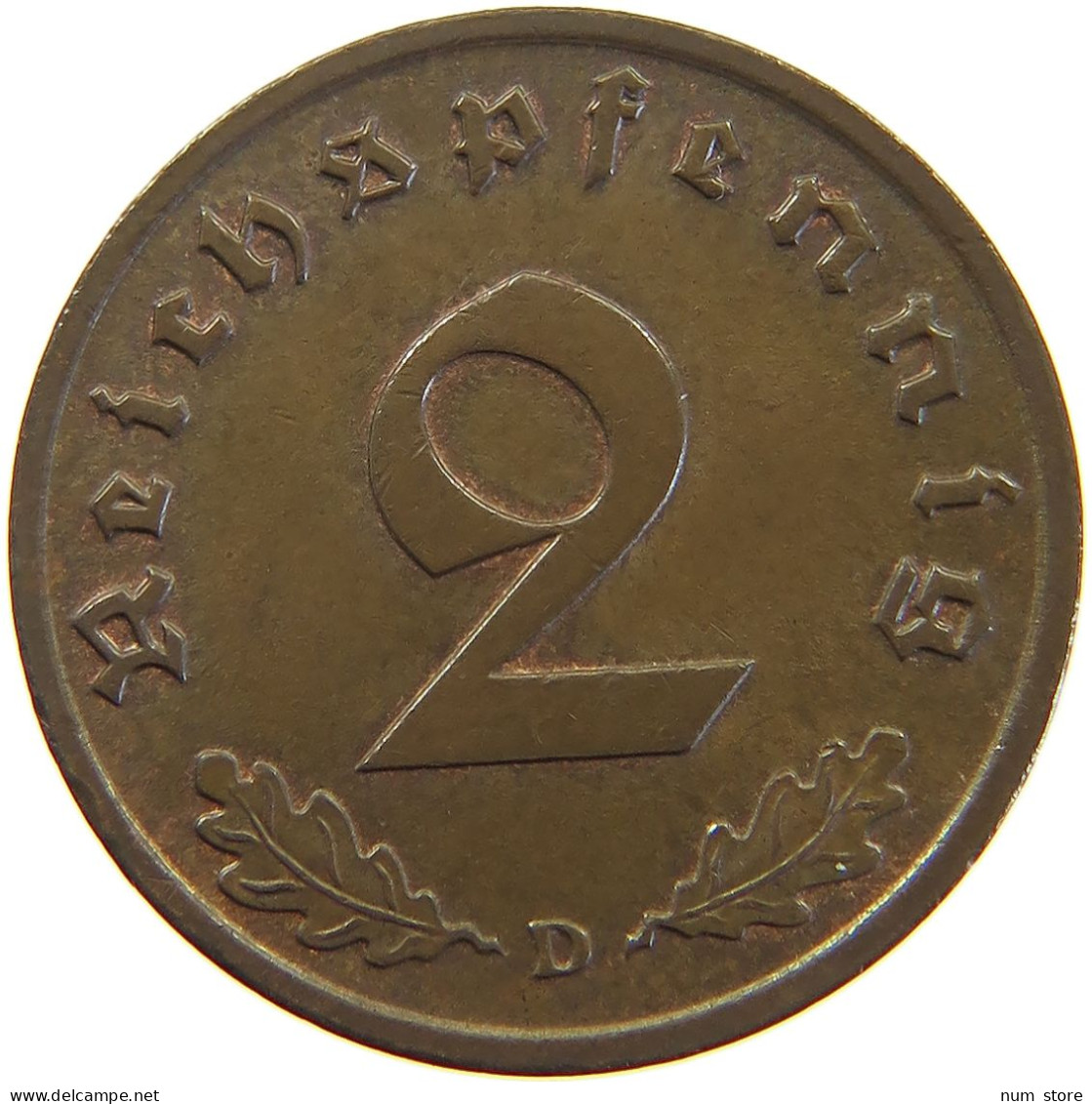 GERMANY 2 PFENNIG 1939 D #a066 0649 - 2 Reichspfennig