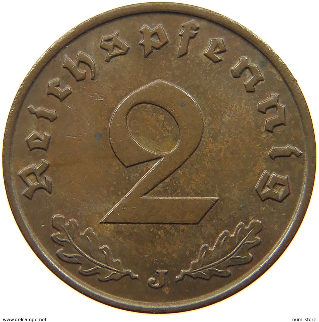 GERMANY 2 PFENNIG 1938 J TOP #a032 0361 - 2 Reichspfennig