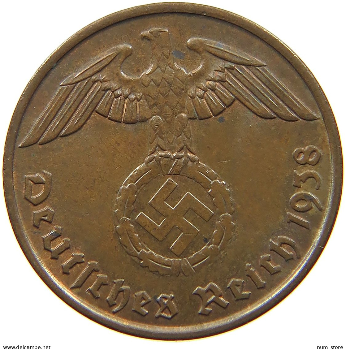 GERMANY 2 PFENNIG 1938 J TOP #a032 0361 - 2 Reichspfennig