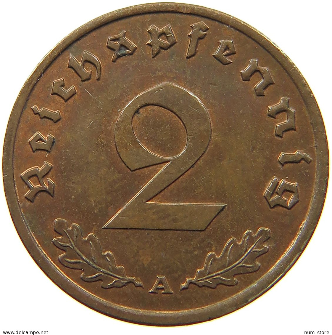 GERMANY 2 PFENNIG 1939 A TOP #a032 0347 - 2 Reichspfennig