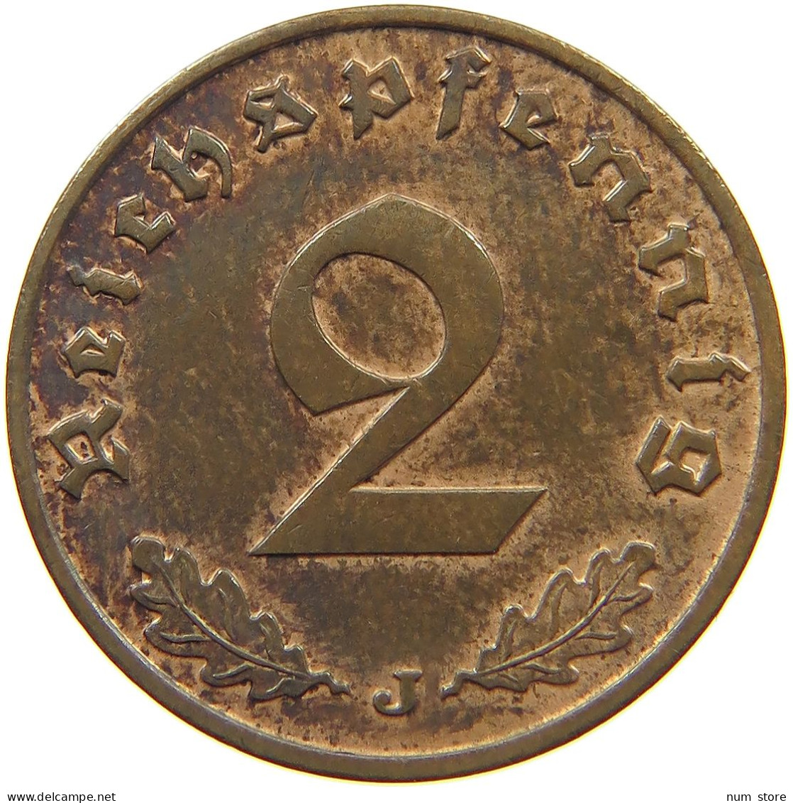 GERMANY 2 PFENNIG 1938 J TOP #c083 0159 - 2 Reichspfennig