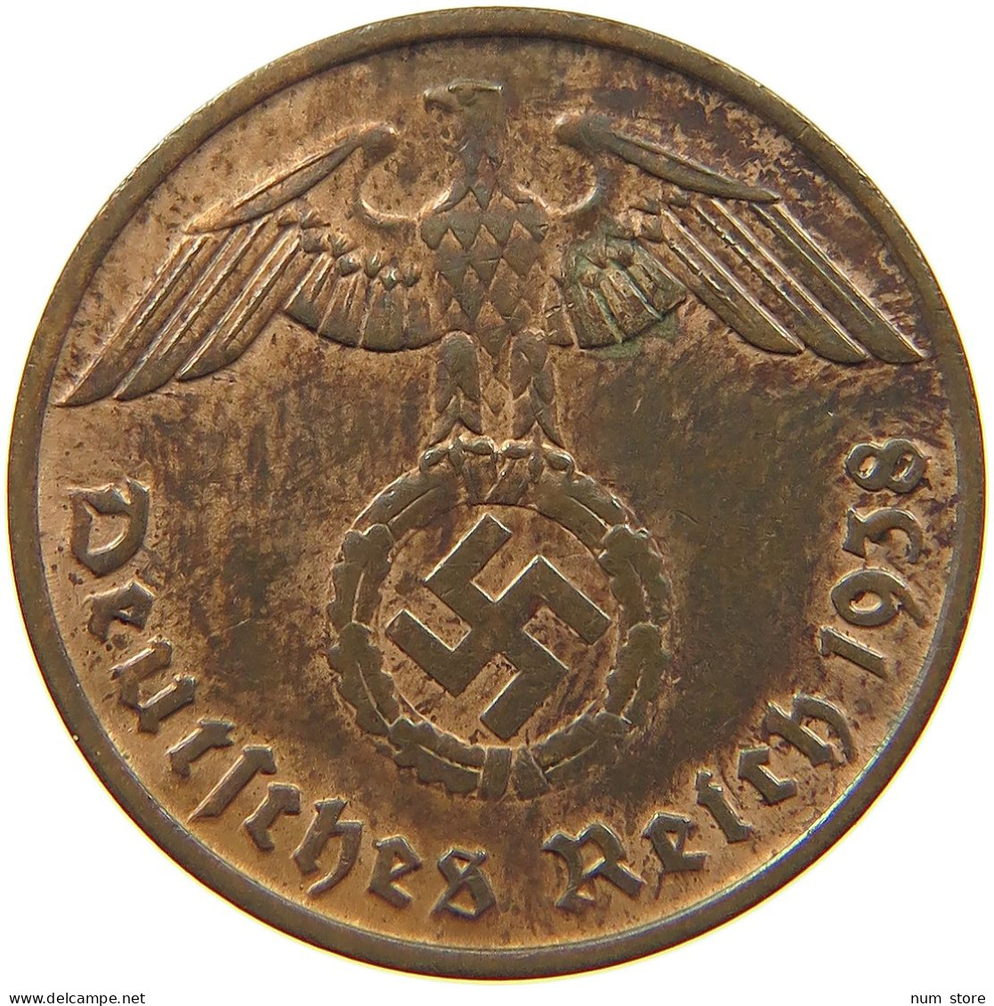 GERMANY 2 PFENNIG 1938 J TOP #c083 0159 - 2 Reichspfennig