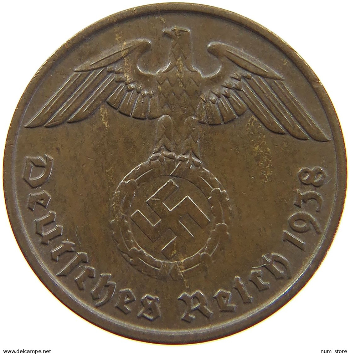 GERMANY 2 PFENNIG 1938 J TOP #c083 0083 - 2 Reichspfennig