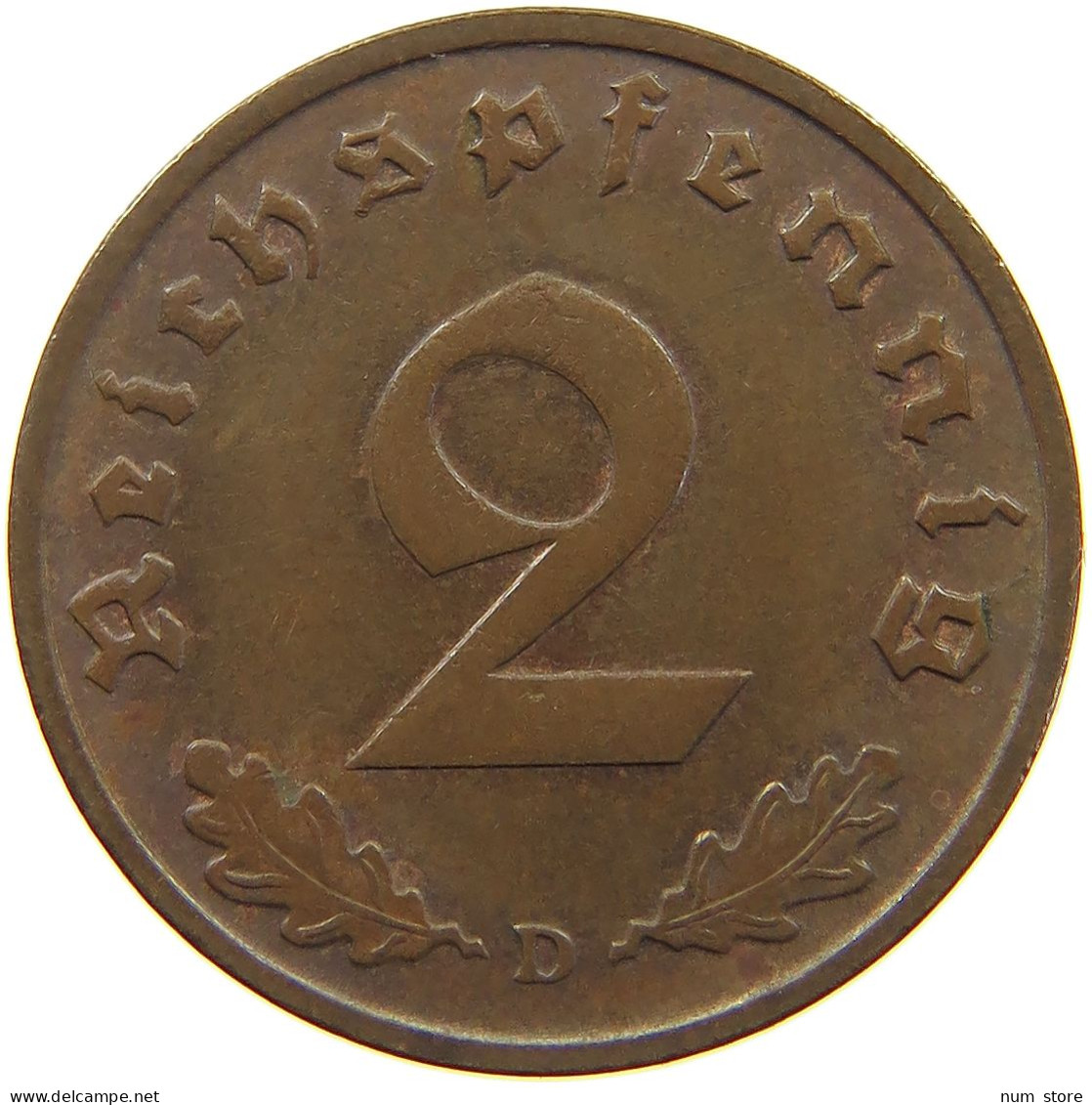 GERMANY 2 PFENNIG 1938 D TOP #c083 0103 - 2 Reichspfennig