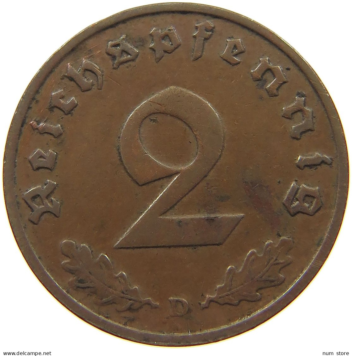 GERMANY 2 PFENNIG 1938 D #c081 0303 - 2 Reichspfennig