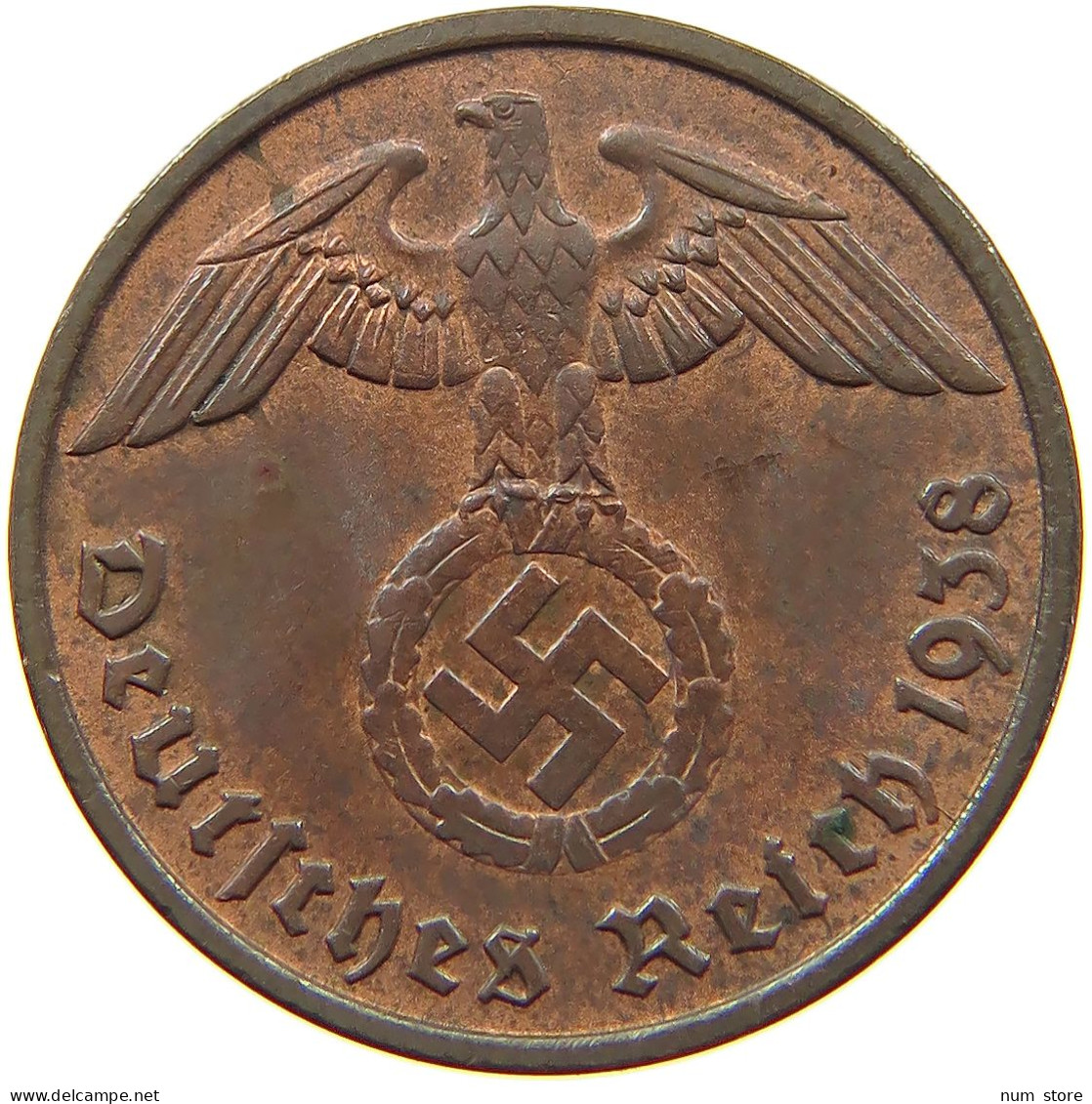 GERMANY 2 PFENNIG 1938 D TOP #s078 0727 - 2 Reichspfennig