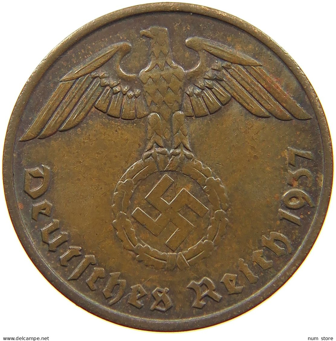 GERMANY 2 PFENNIG 1937 A TOP #c083 0147 - 2 Reichspfennig