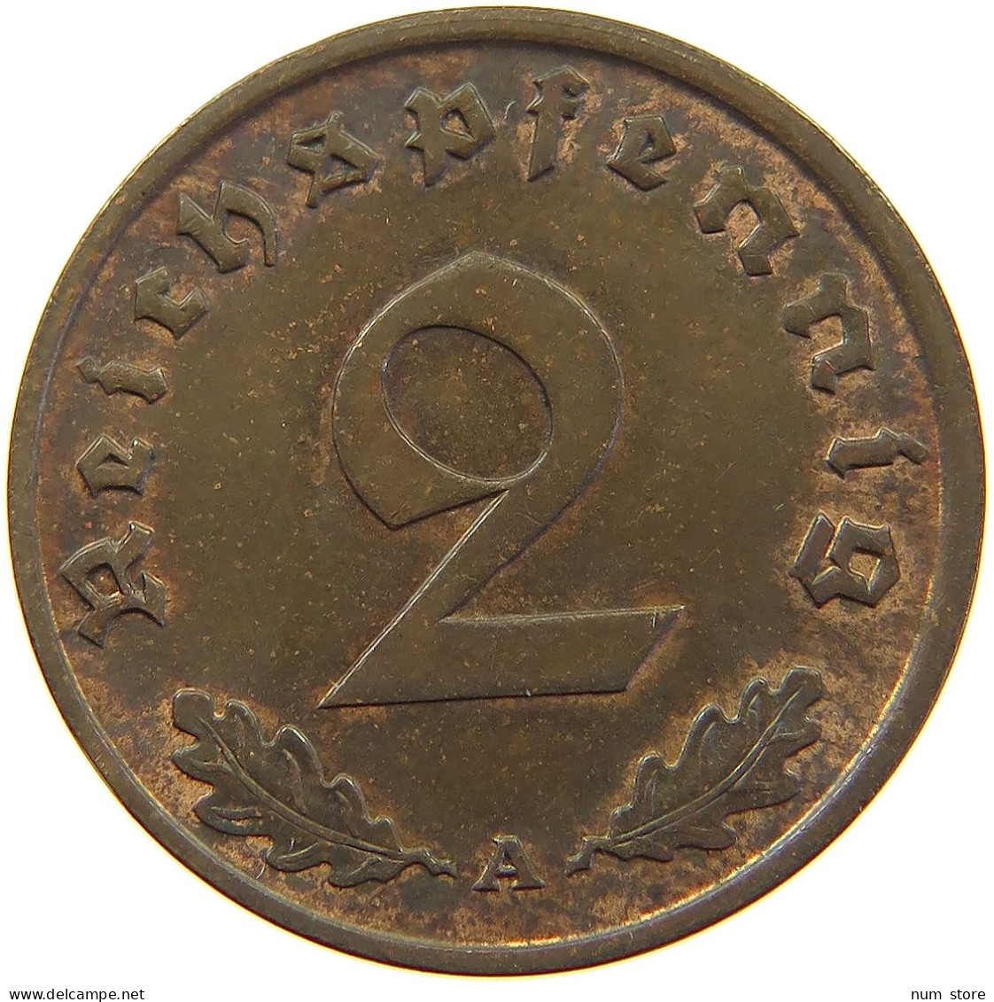 GERMANY 2 PFENNIG 1937 A TOP #a013 0091 - 2 Reichspfennig