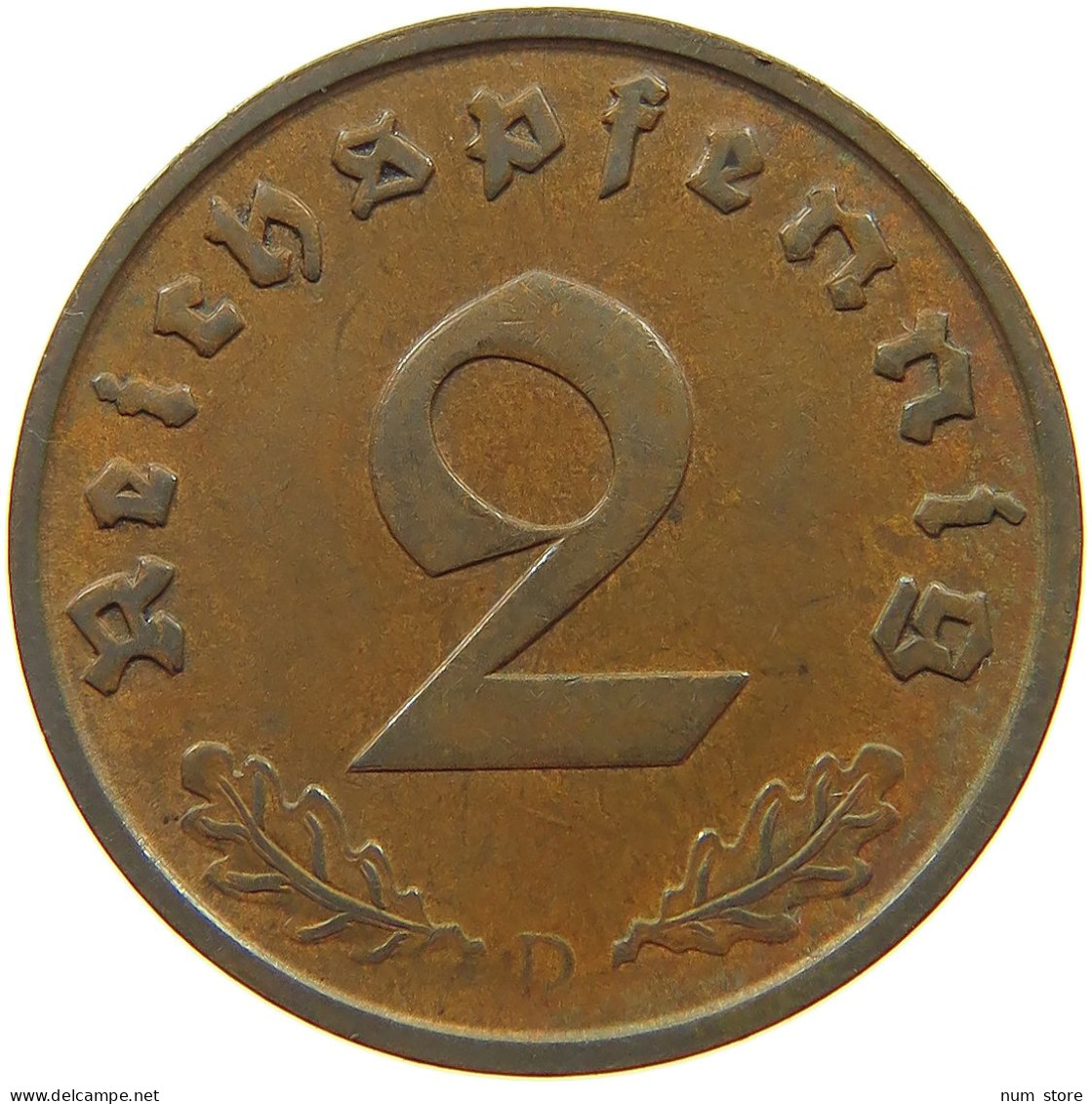 GERMANY 2 PFENNIG 1937 D #a043 0671 - 2 Reichspfennig