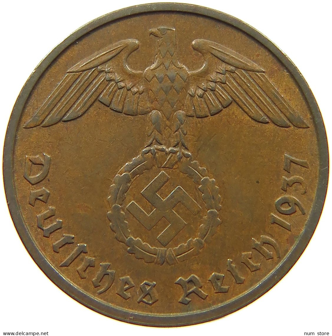 GERMANY 2 PFENNIG 1937 D #a043 0671 - 2 Reichspfennig