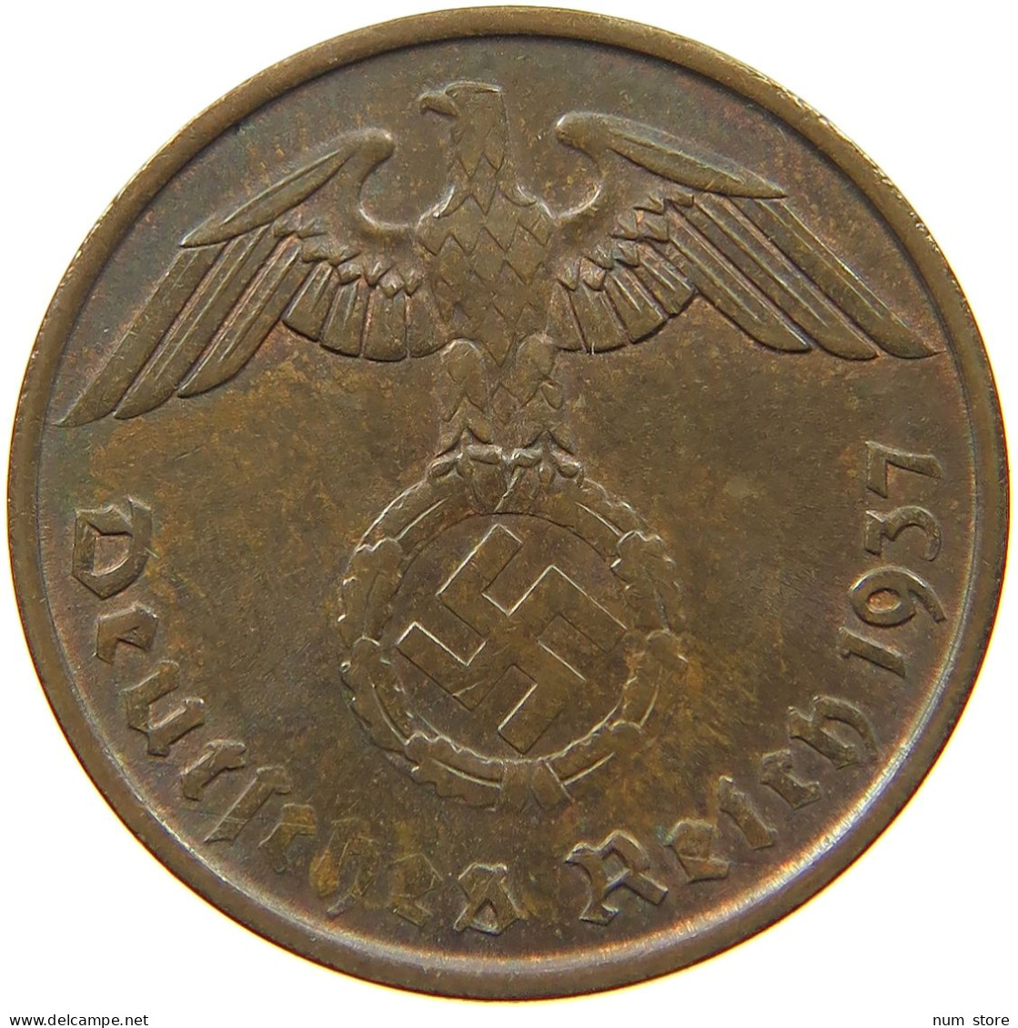 GERMANY 2 PFENNIG 1937 A TOP #a032 0353 - 2 Reichspfennig