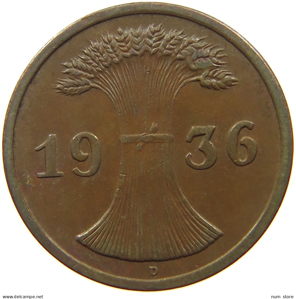 GERMANY 2 PFENNIG 1936 D #a043 0663 - 2 Reichspfennig