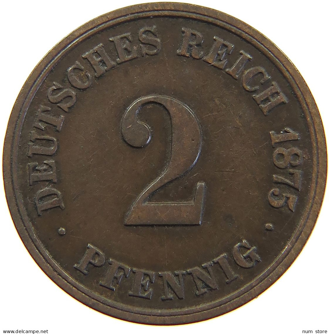 GERMANY 2 PFENNIG 1875 F #c064 0191 - 2 Pfennig