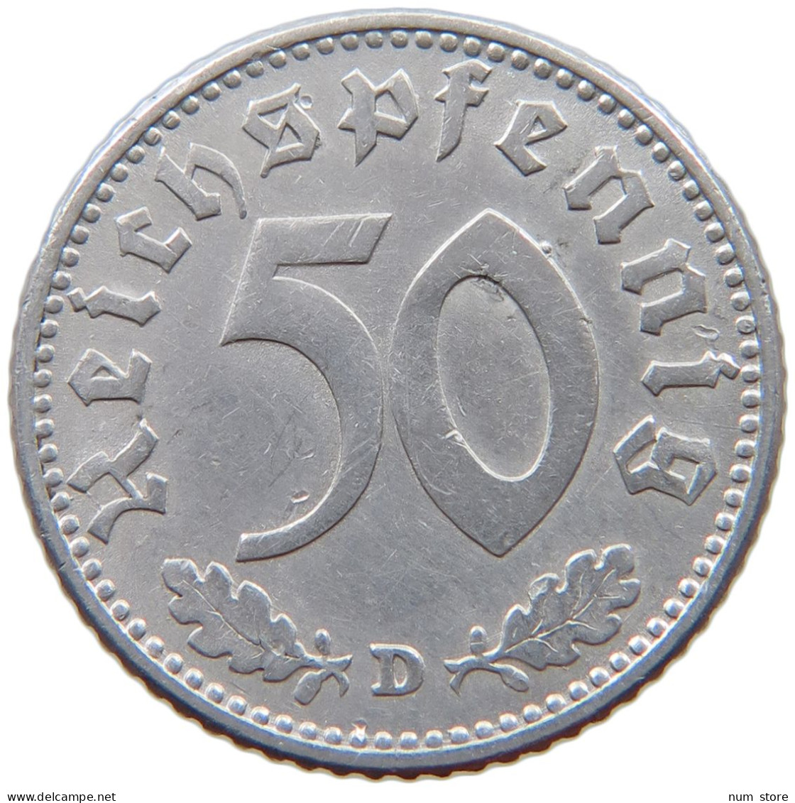 GERMANY 50 PFENNIG 1943 D #a053 0447 - 50 Reichspfennig