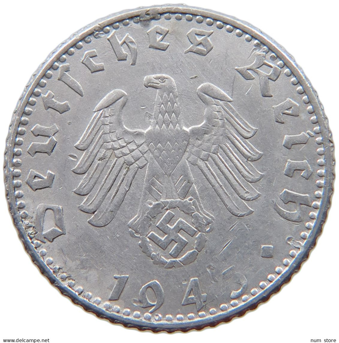 GERMANY 50 PFENNIG 1943 D #a053 0447 - 50 Reichspfennig