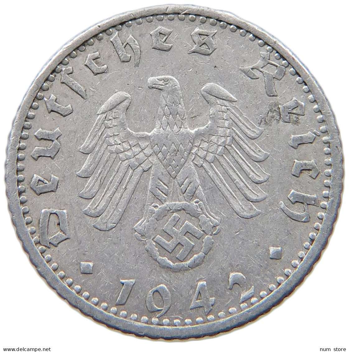 GERMANY 50 PFENNIG 1942 F #a036 0547 - 50 Reichspfennig
