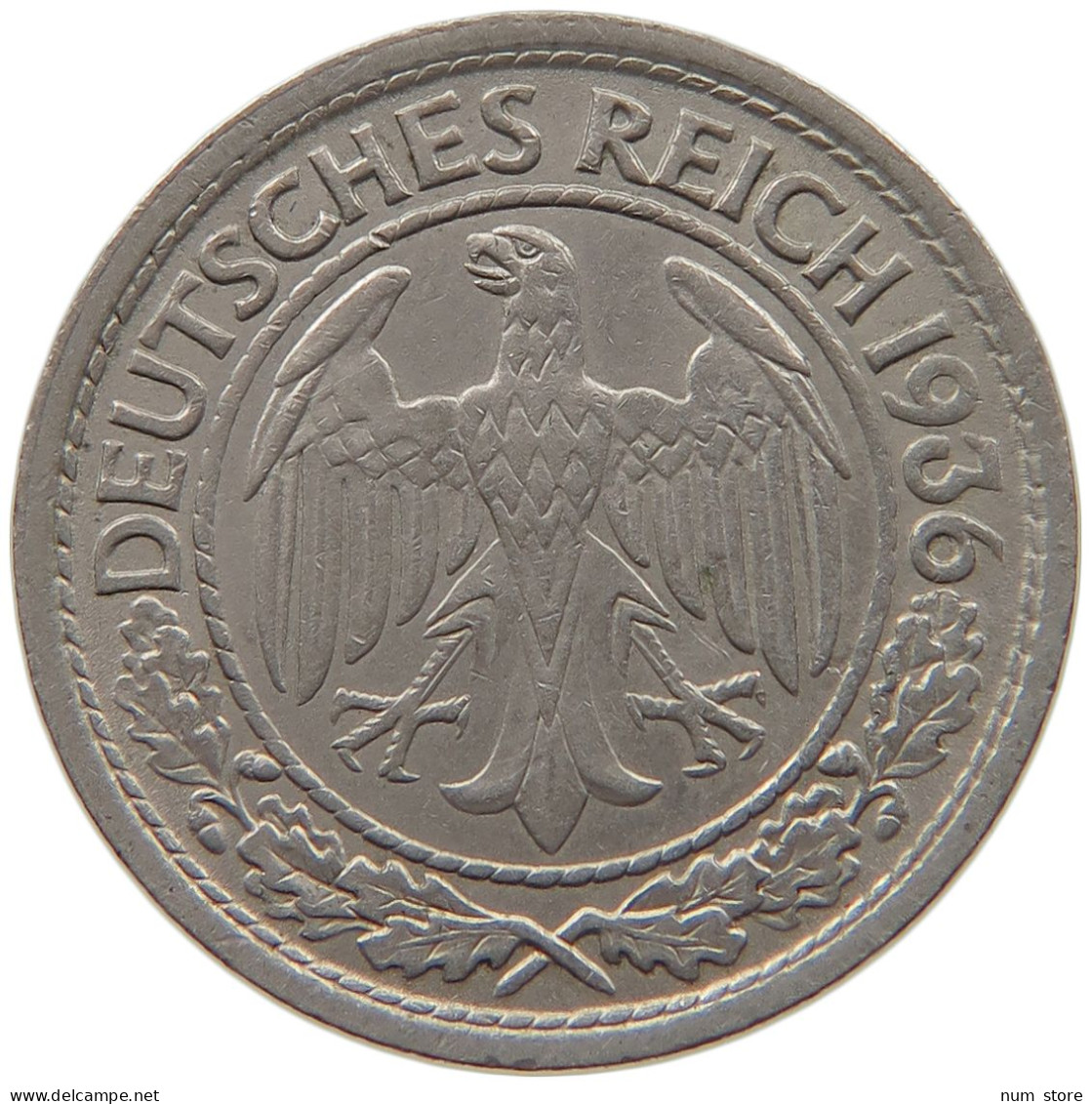 GERMANY 50 PFENNIG 1936 A #c014 0167 - 50 Reichspfennig