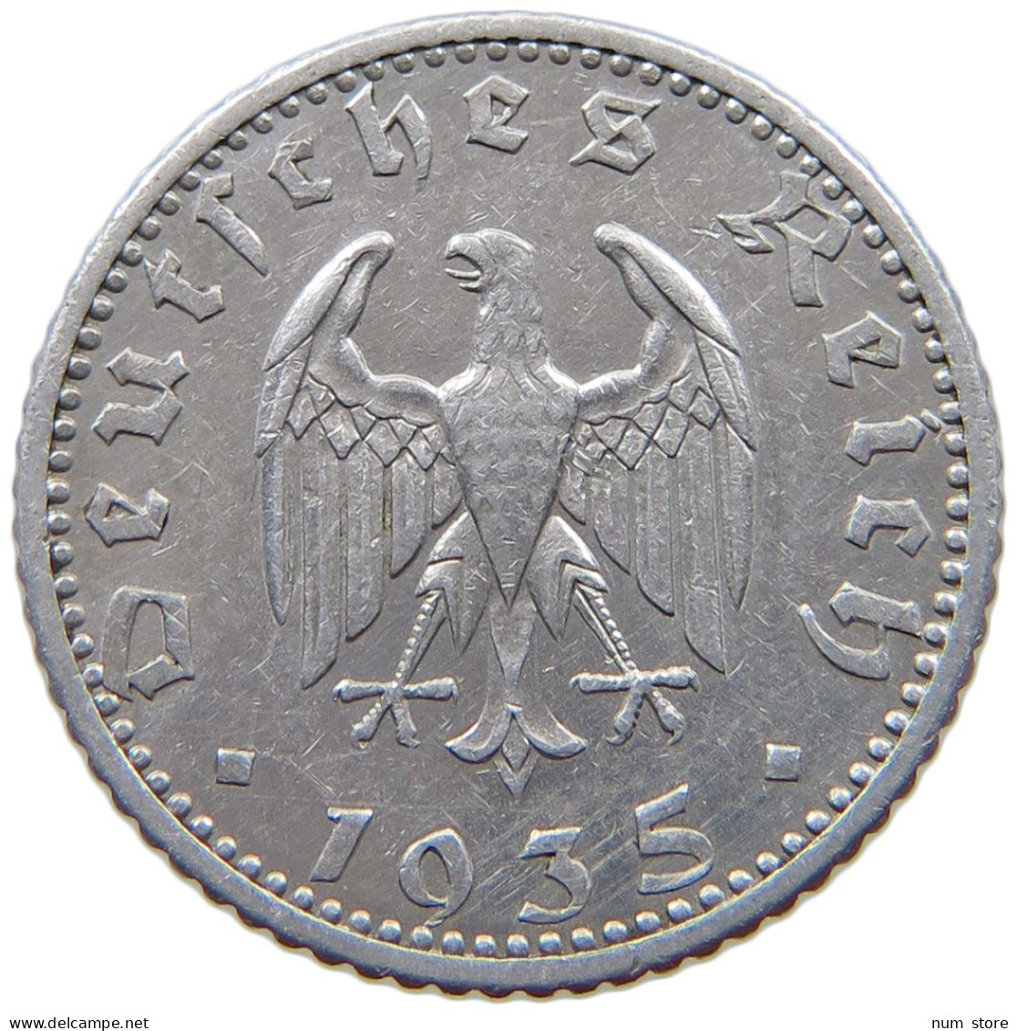 GERMANY 50 PFENNIG 1935 E #a076 0493 - 50 Reichspfennig