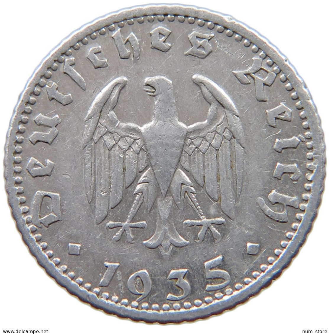 GERMANY 50 PFENNIG 1935 E #a053 0483 - 50 Reichspfennig