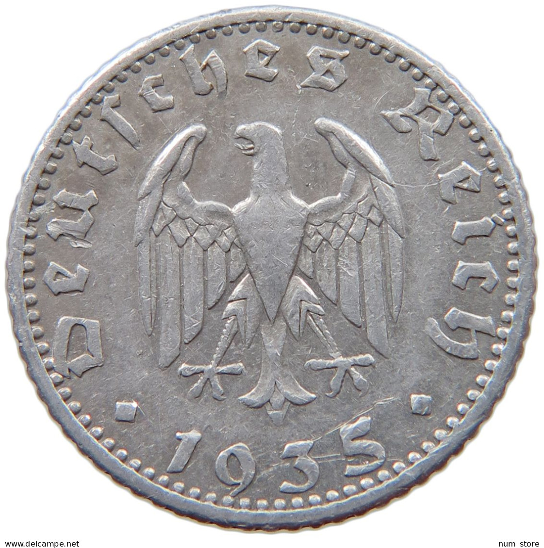 GERMANY 50 PFENNIG 1935 E #a053 0481 - 50 Reichspfennig