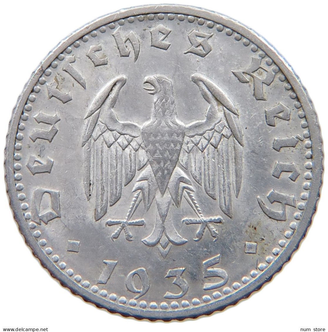 GERMANY 50 PFENNIG 1935 D #a065 0099 - 50 Reichspfennig