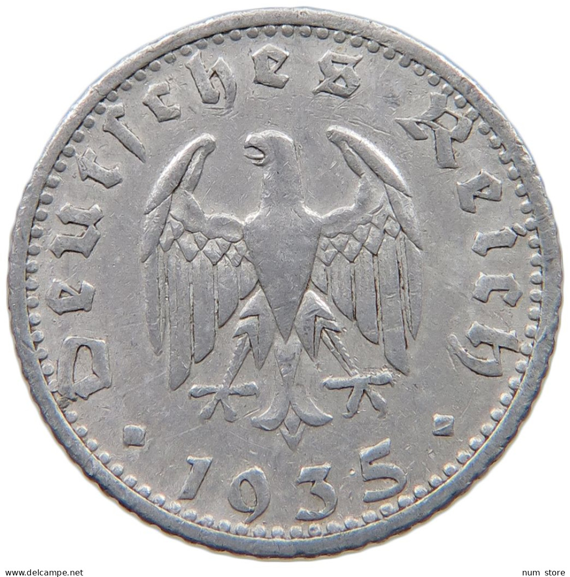 GERMANY 50 PFENNIG 1935 D #a051 0267 - 50 Reichspfennig