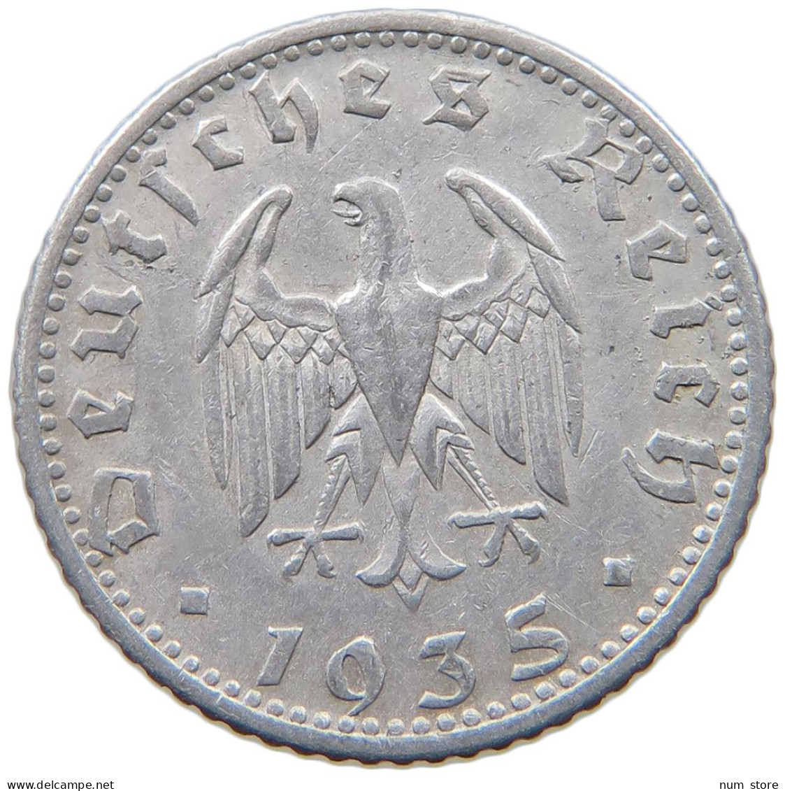 GERMANY 50 PFENNIG 1935 D #a036 0551 - 50 Reichspfennig