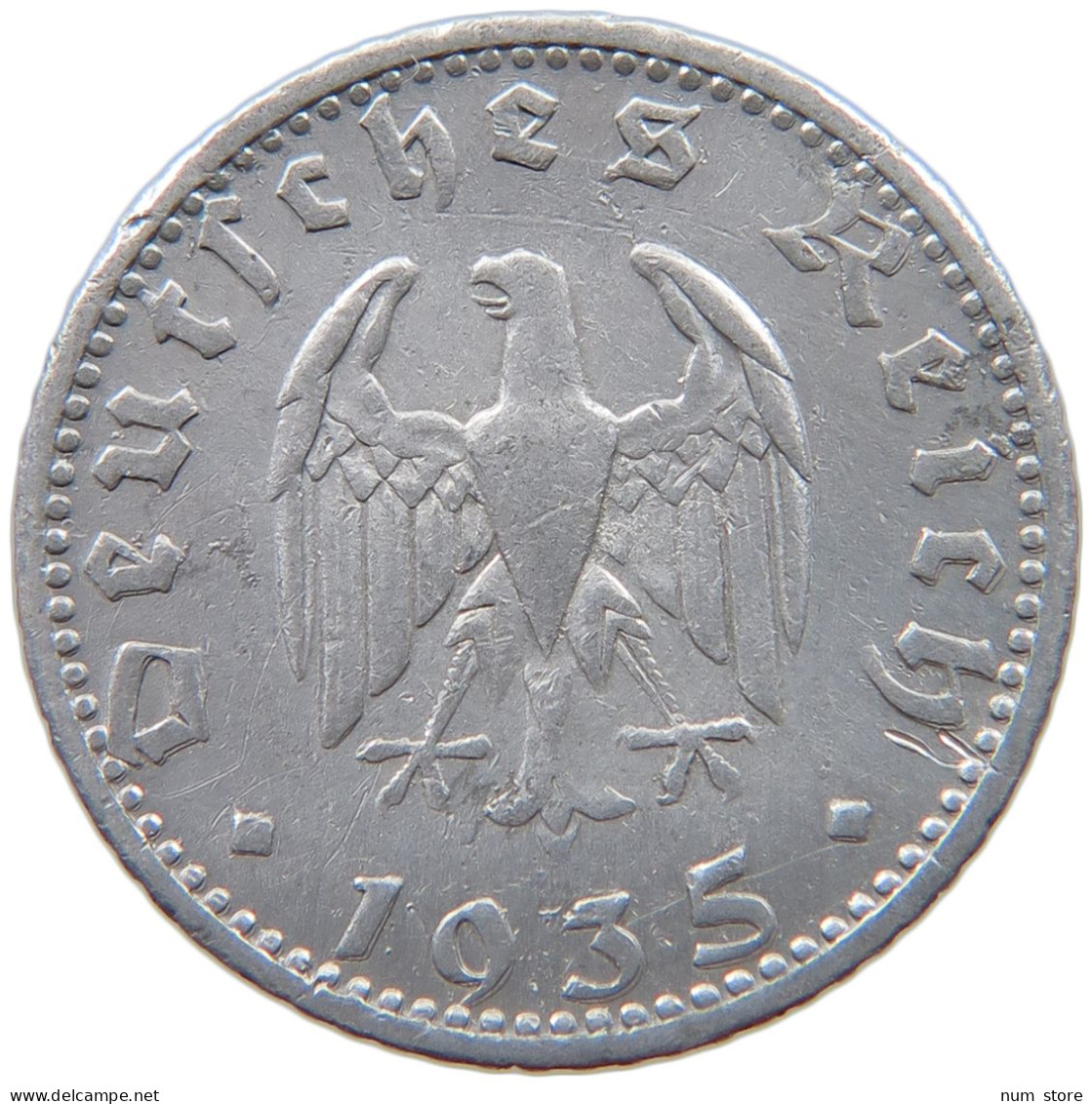 GERMANY 50 PFENNIG 1935 D #a053 0453 - 50 Reichspfennig