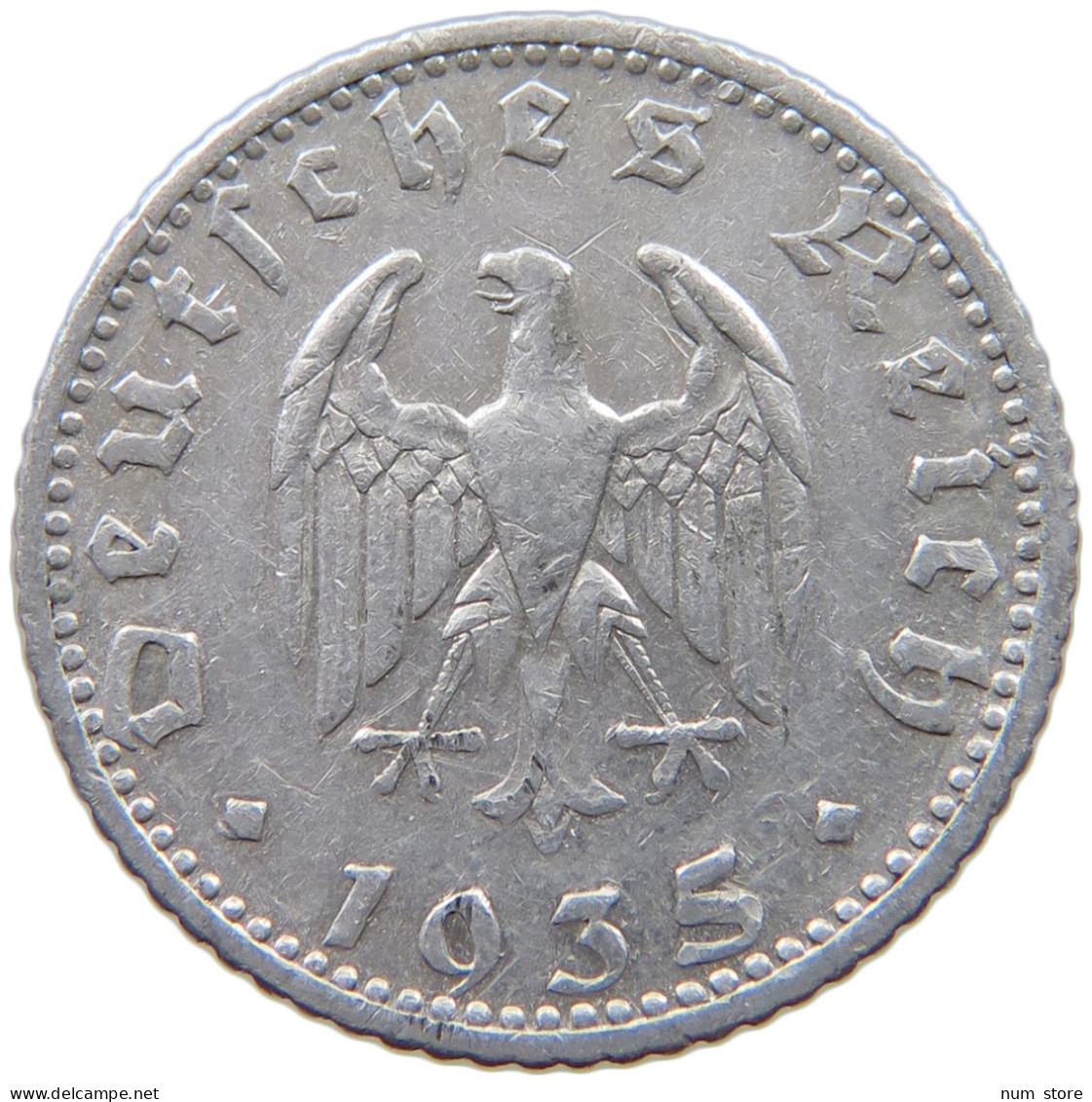 GERMANY 50 PFENNIG 1935 D #a053 0433 - 50 Reichspfennig