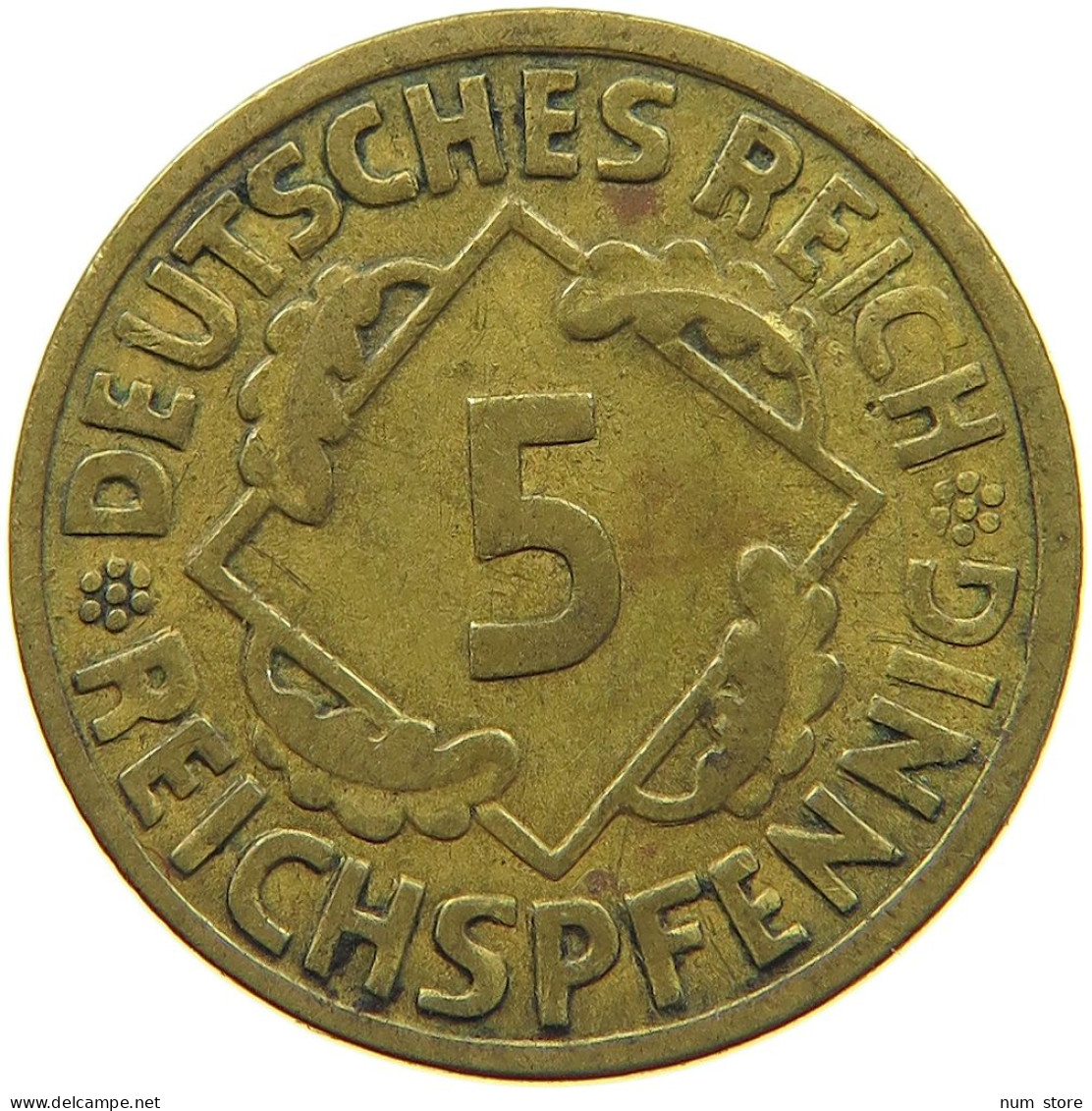 GERMANY 5 PFENNIG 1926 F #c013 0197 - 5 Rentenpfennig & 5 Reichspfennig