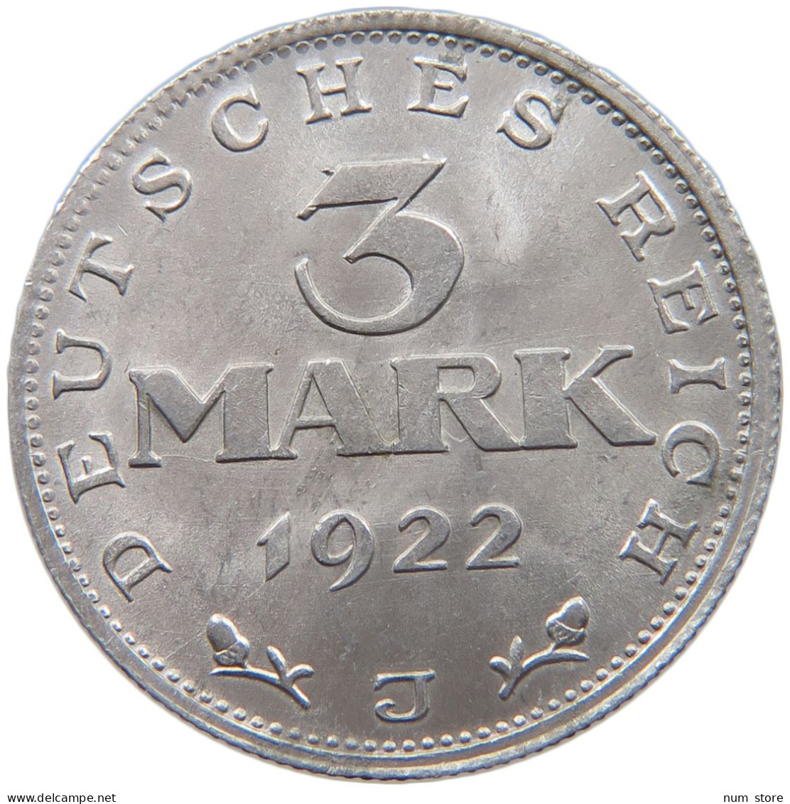 GERMANY 3 MARK 1922 J #c016 0621 - 3 Mark & 3 Reichsmark