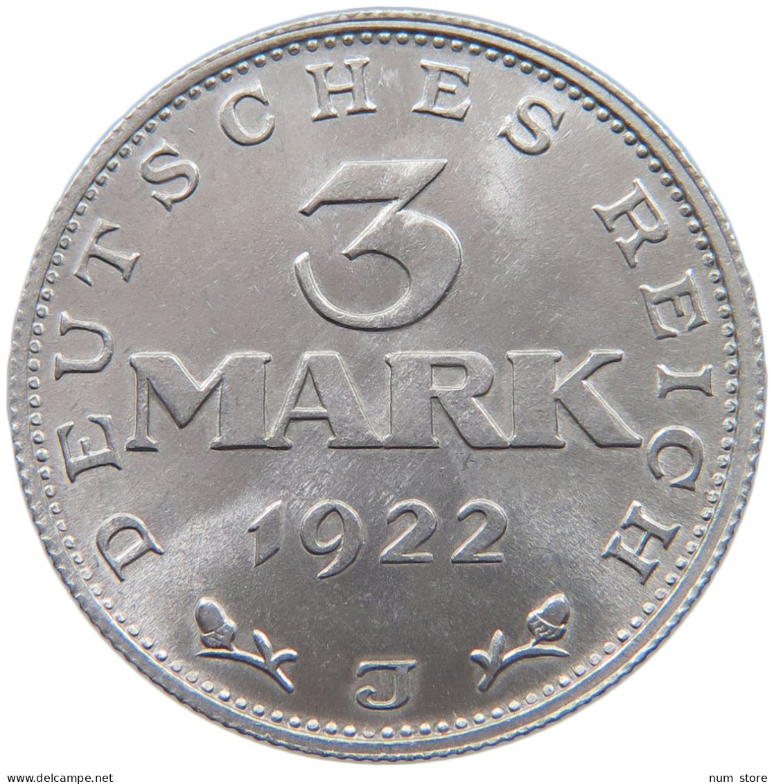 GERMANY 3 MARK 1922 J TOP #c007 0393 - 3 Mark & 3 Reichsmark