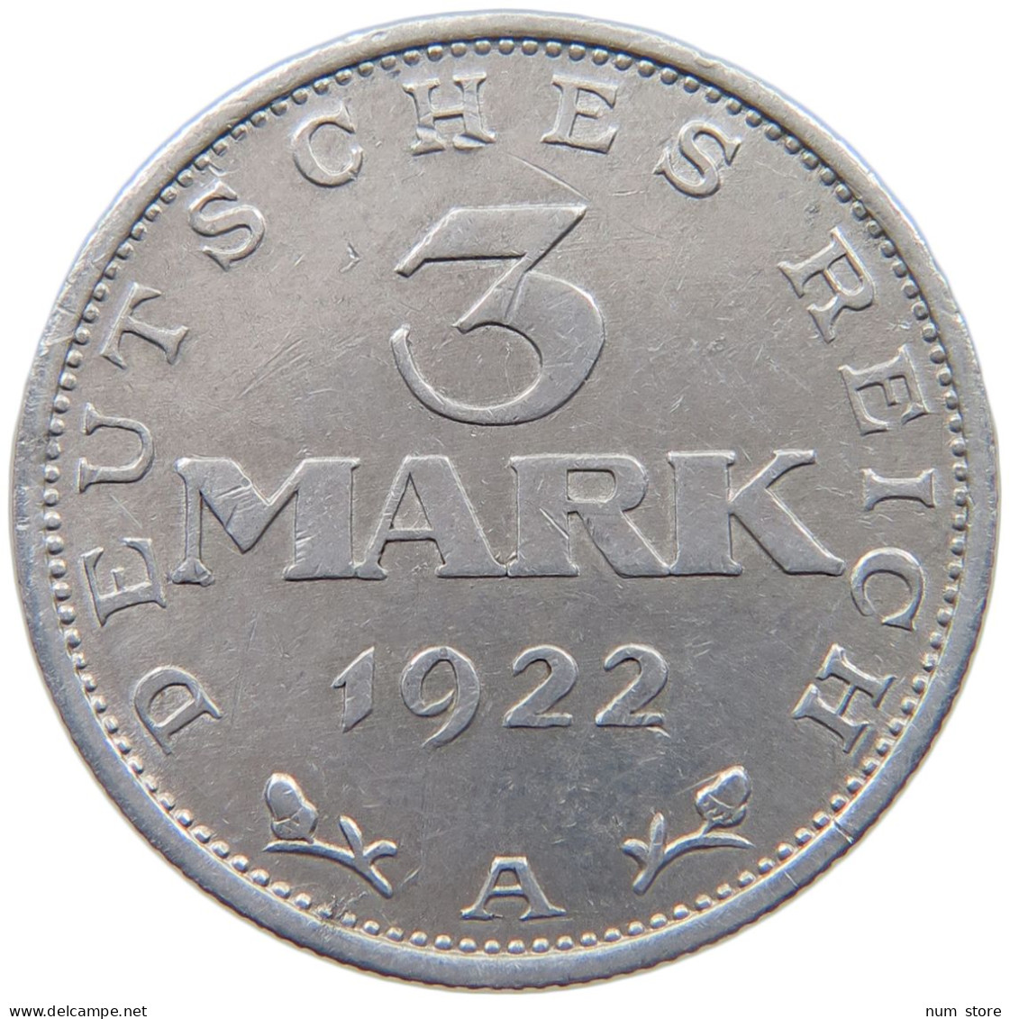 GERMANY 3 MARK 1922 A #c023 0327 - 3 Mark & 3 Reichsmark