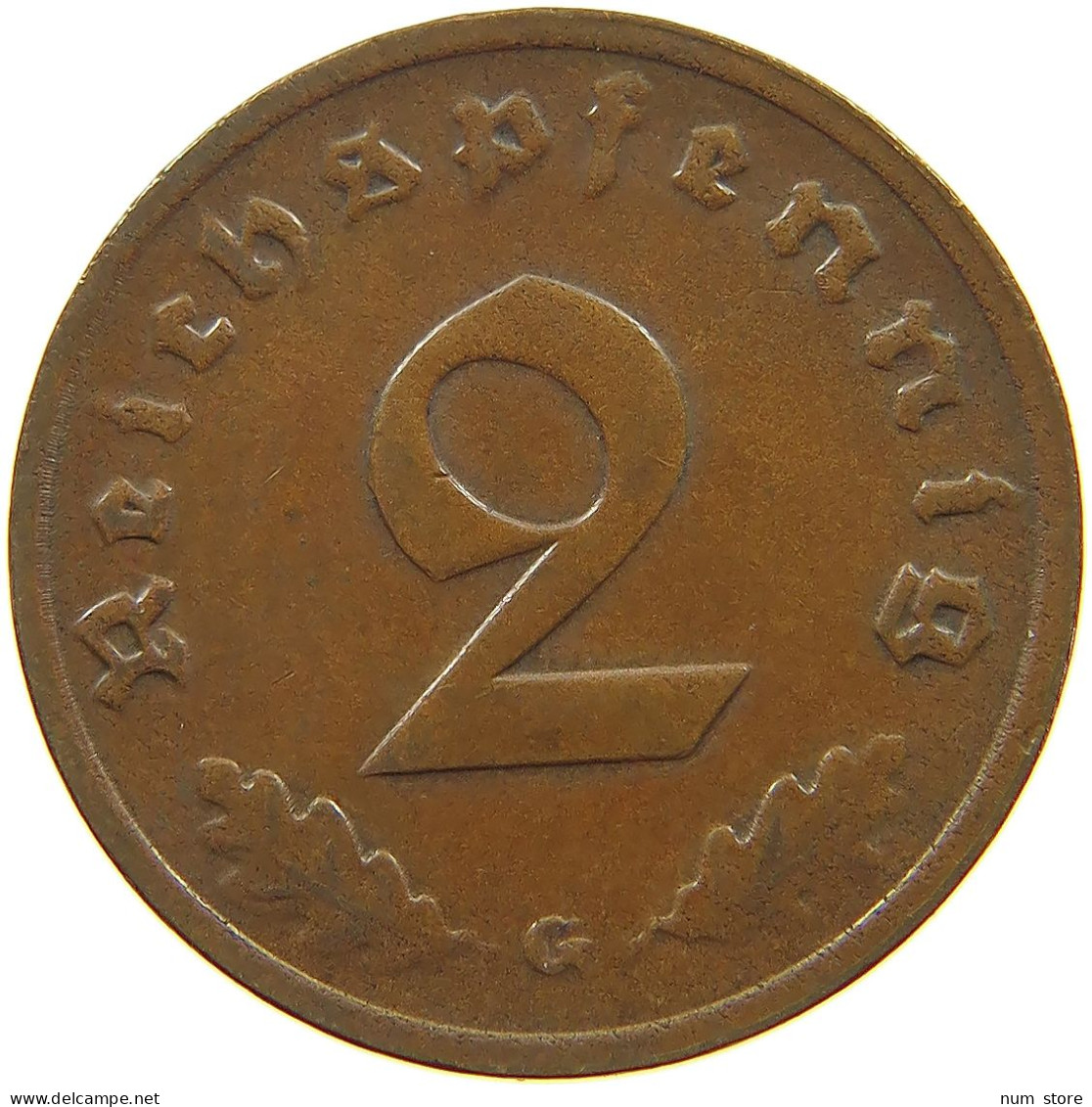 GERMANY 2 PFENNIG 1939 G #s078 0027 - 2 Reichspfennig