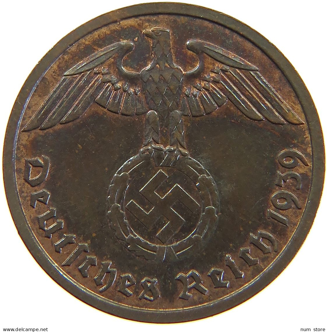 GERMANY 2 PFENNIG 1939 F TOP #a066 0661 - 2 Reichspfennig
