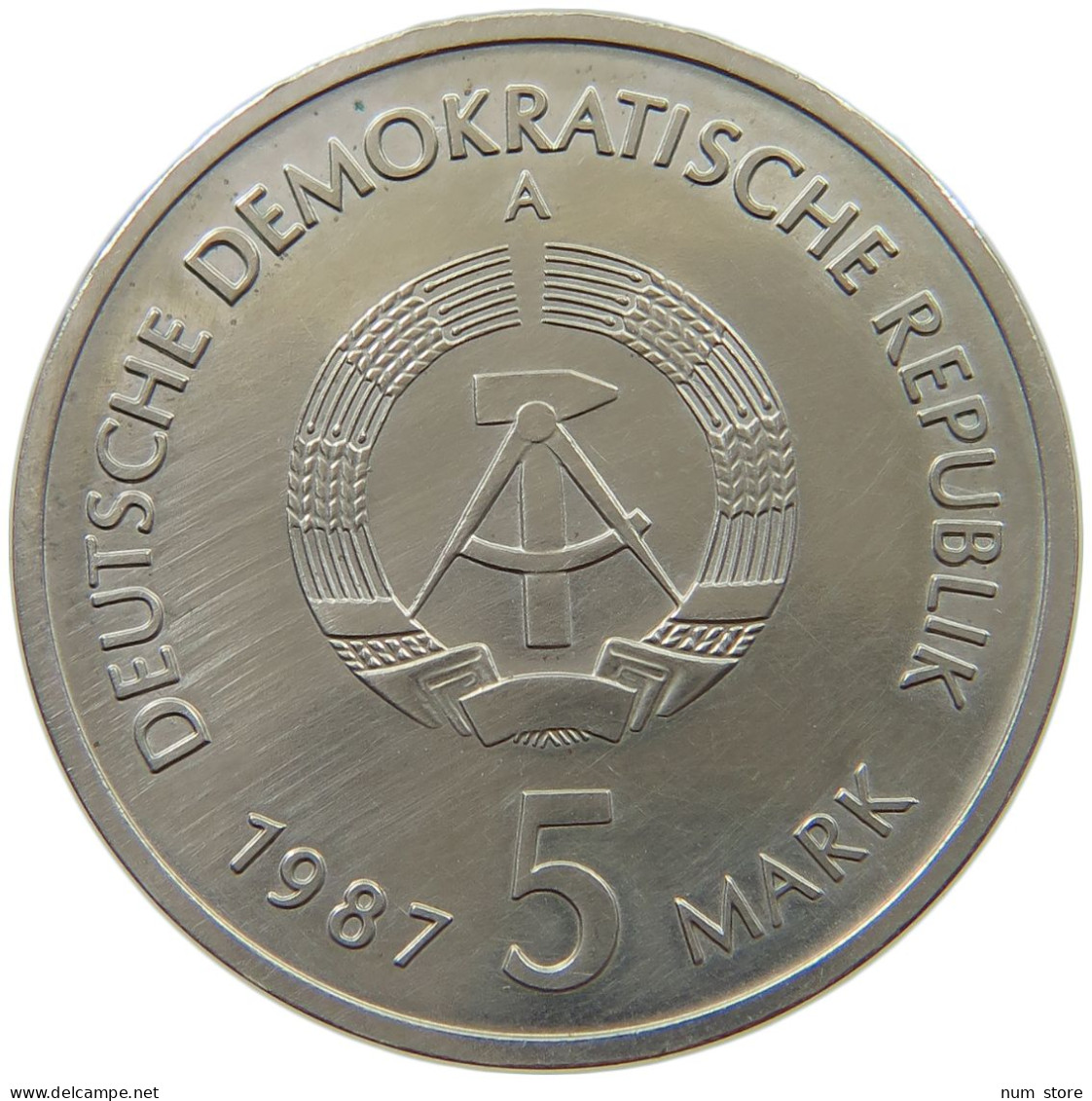 GERMANY DDR 5 MARK 1987 NIKOLAI VIERTEL TOP #a077 0571 - 5 Marcos