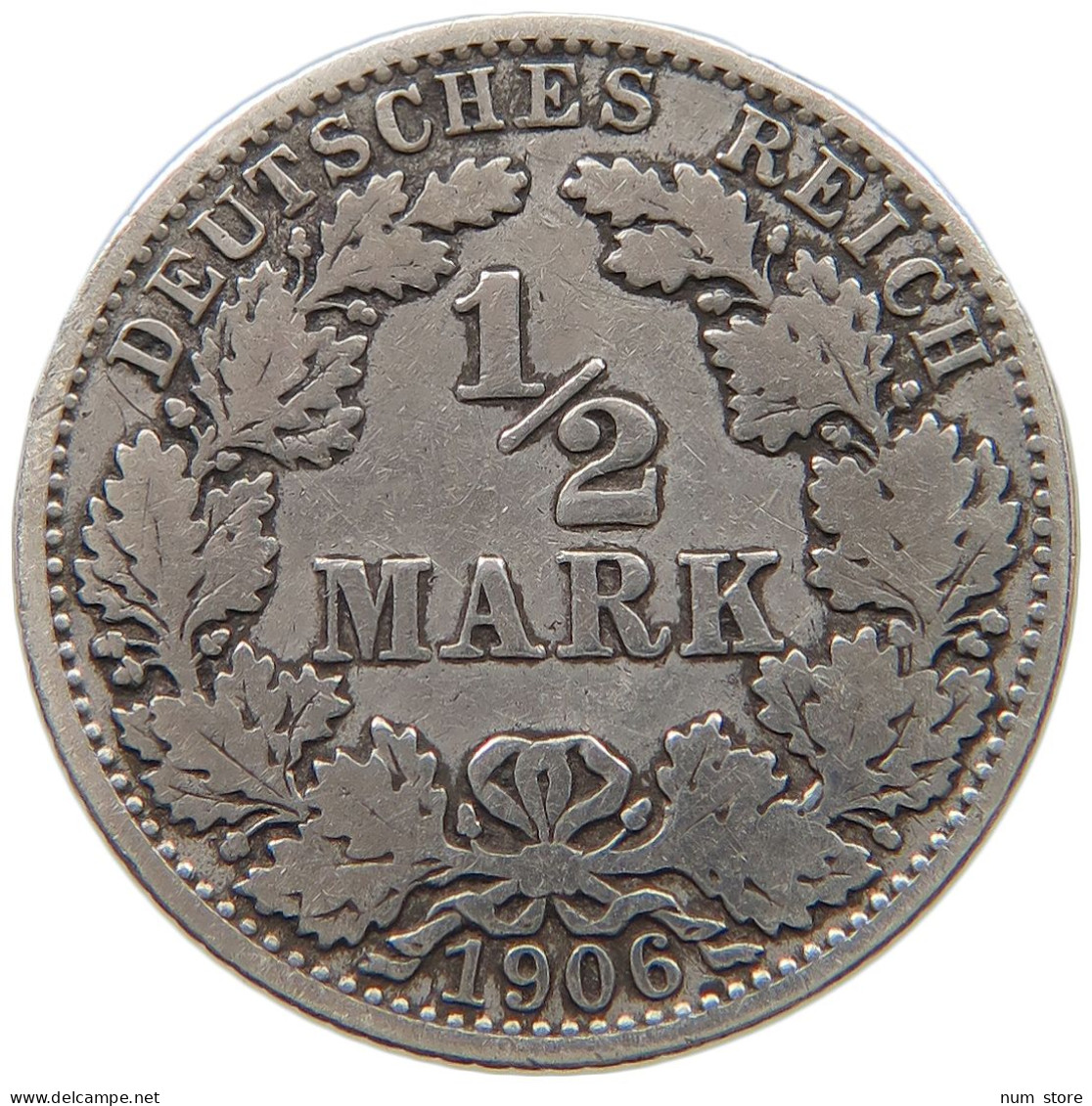 GERMANY EMPIRE 1/2 MARK 1906 A #a044 0113 - 1/2 Mark