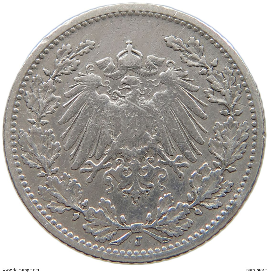 GERMANY EMPIRE 1/2 MARK 1905 J #a073 0495 - 1/2 Mark