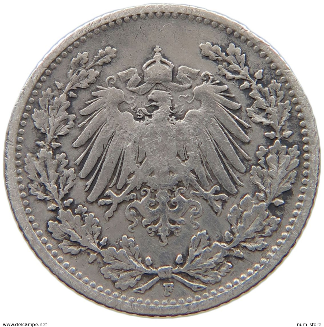 GERMANY EMPIRE 1/2 MARK 1905 F #a081 0841 - 1/2 Mark