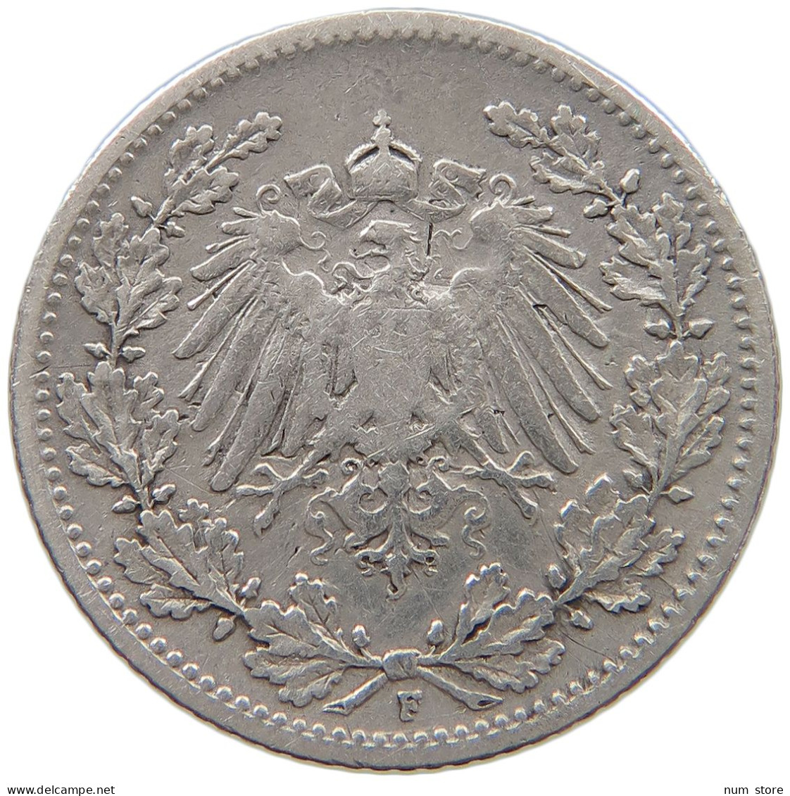 GERMANY EMPIRE 1/2 MARK 1905 F #a073 0381 - 1/2 Mark