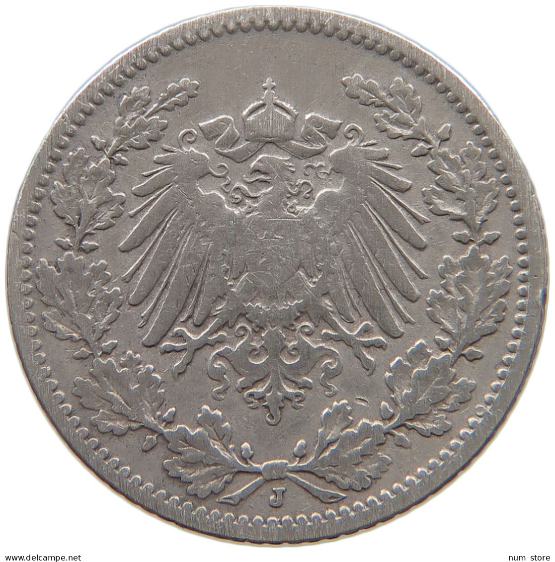 GERMANY EMPIRE 1/2 MARK 1905 J #a073 0419 - 1/2 Mark