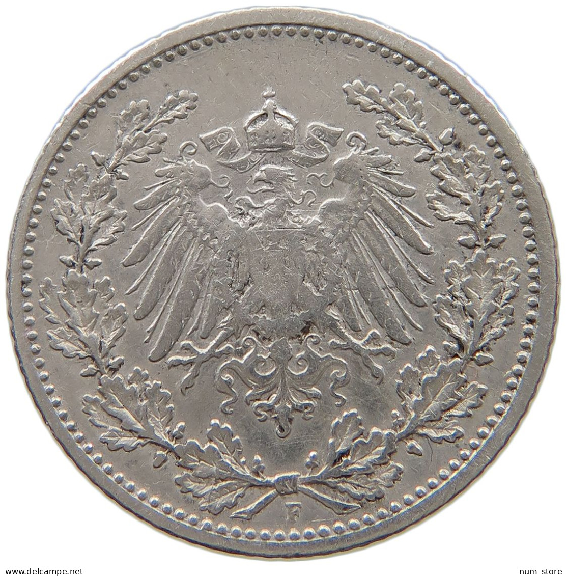 GERMANY EMPIRE 1/2 MARK 1905 F #a073 0407 - 1/2 Mark