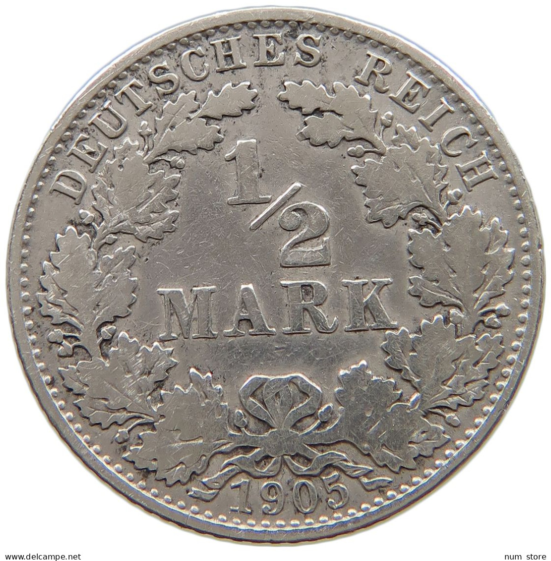 GERMANY EMPIRE 1/2 MARK 1905 G #a069 0205 - 1/2 Mark