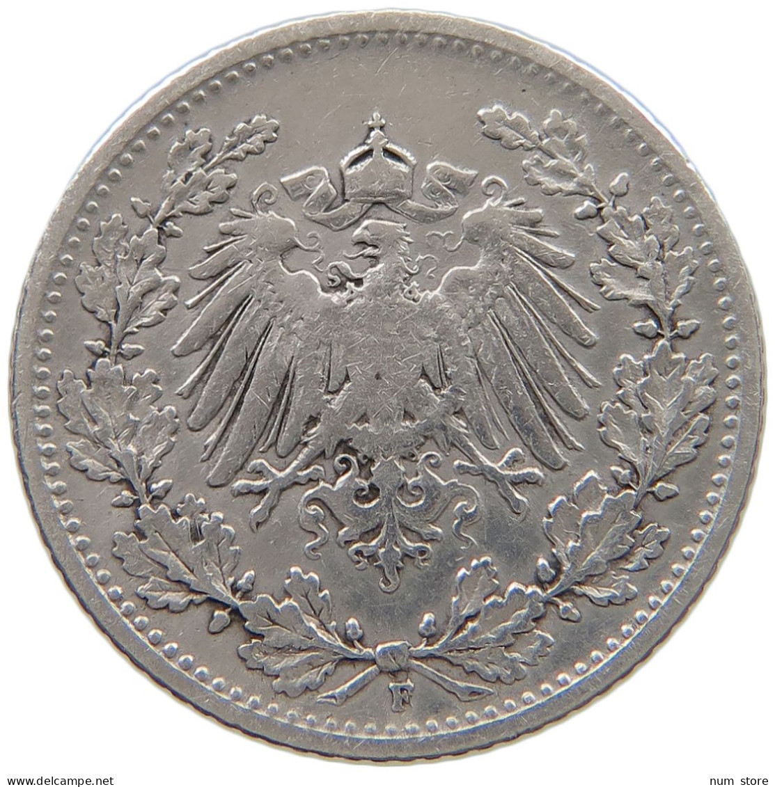 GERMANY EMPIRE 1/2 MARK 1905 F #a073 0377 - 1/2 Mark