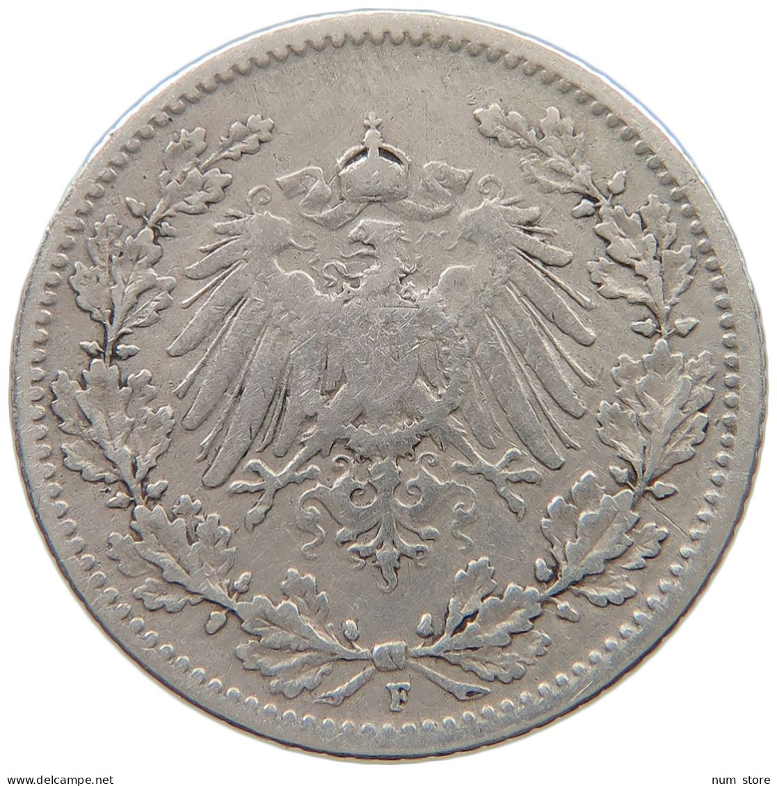 GERMANY EMPIRE 1/2 MARK 1905 F #a044 0071 - 1/2 Mark