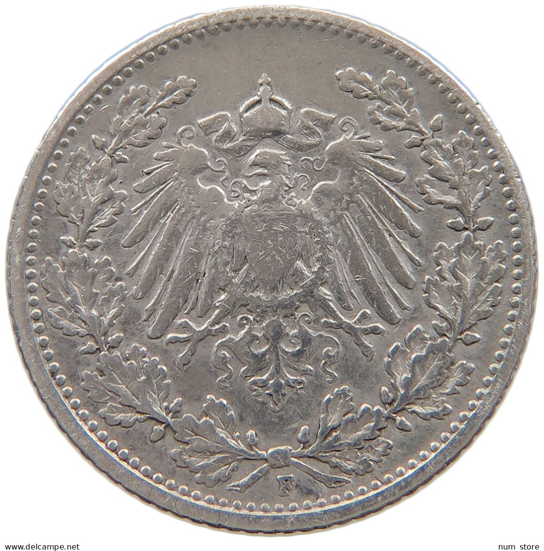 GERMANY EMPIRE 1/2 MARK 1905 F #a073 0345 - 1/2 Mark