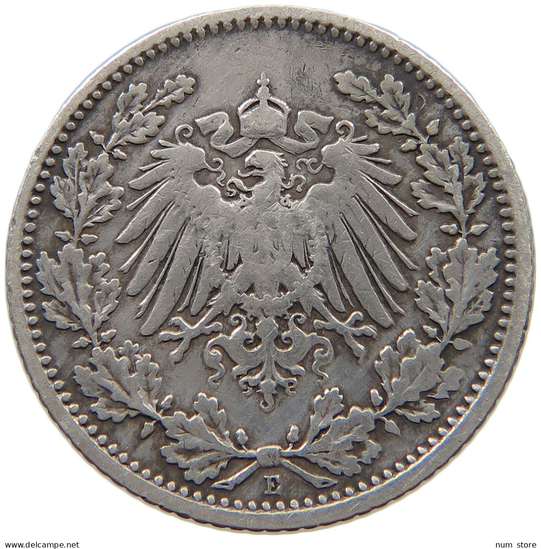 GERMANY EMPIRE 1/2 MARK 1905 E #a081 0795 - 1/2 Mark